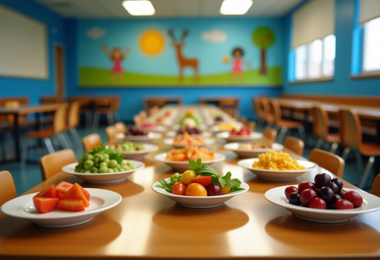 Piatto sano servito in una mensa scolastica italiana