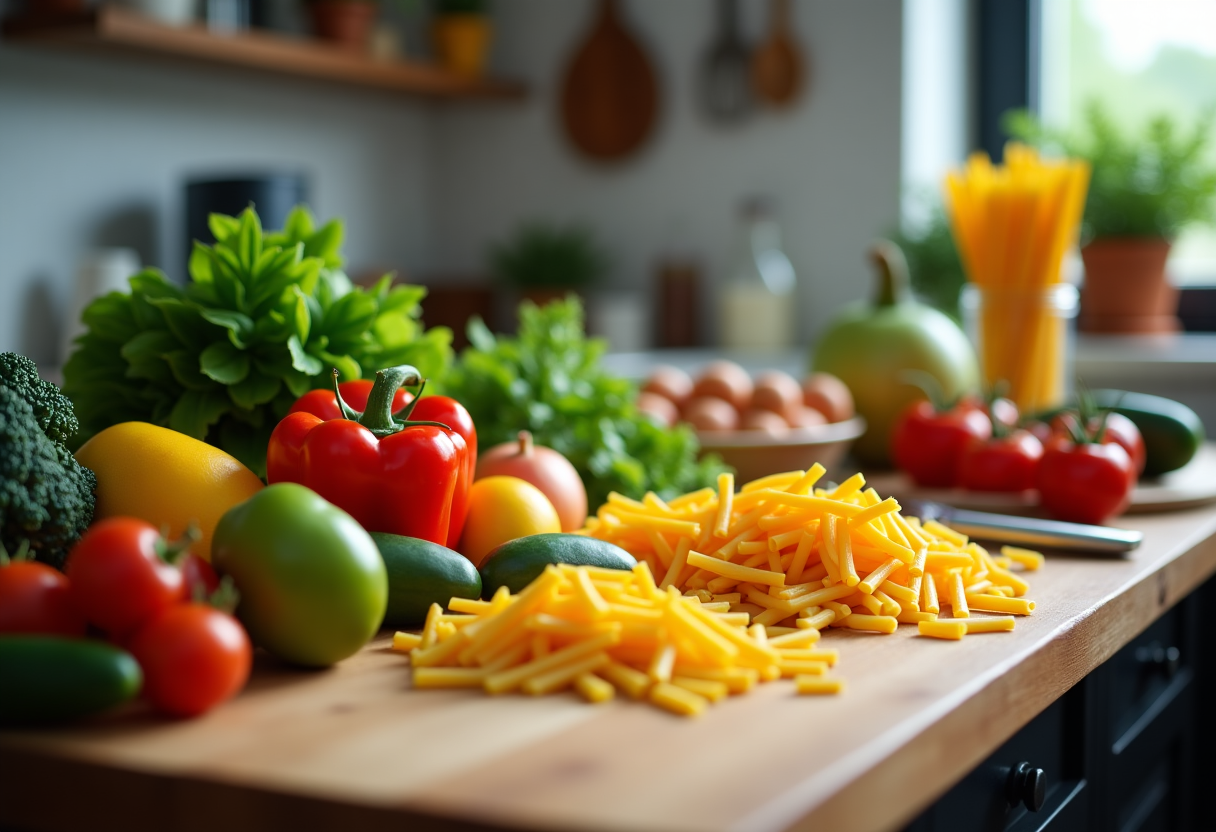 Bambini che mangiano pasti sani a scuola