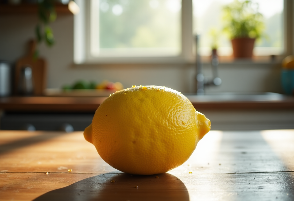 Limone fresco su sfondo bianco, simbolo di salute