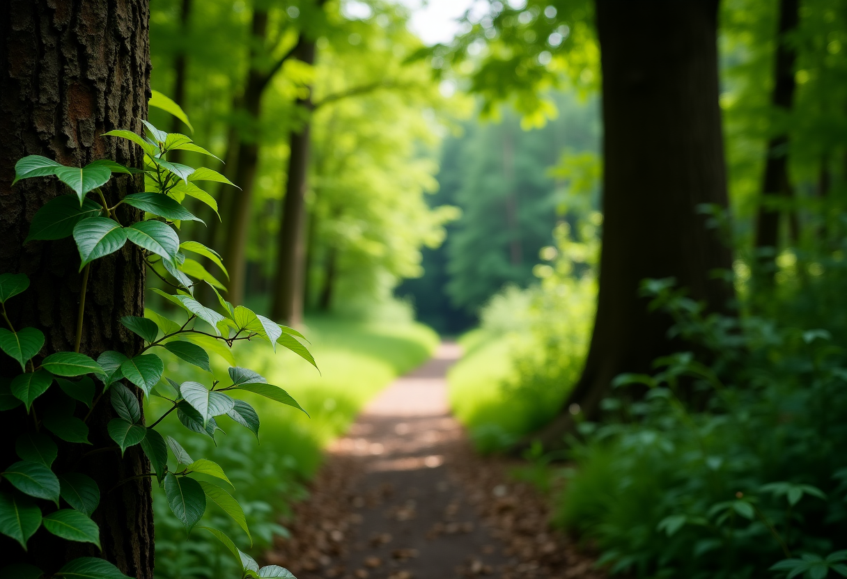 Uomo che cammina in un parco, godendo della natura