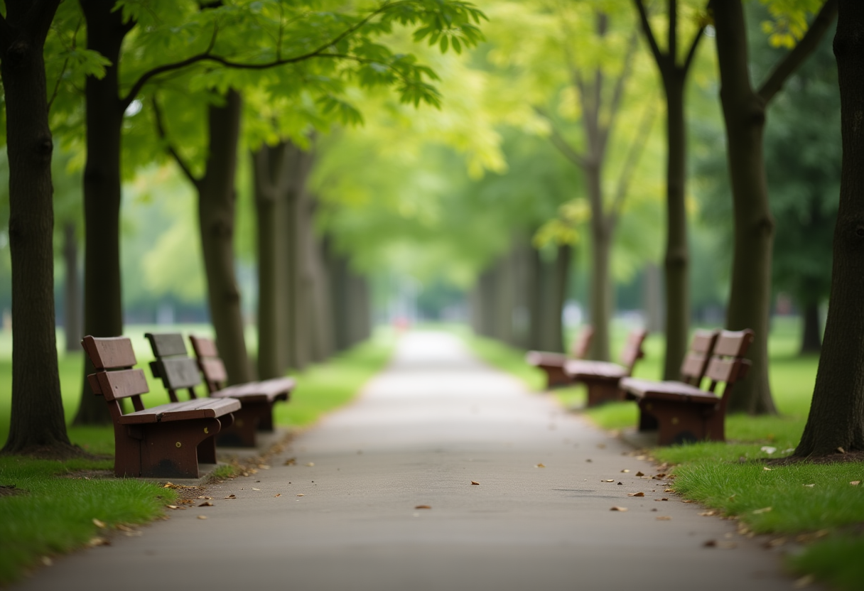 Persone che camminano in un parco per migliorare la salute