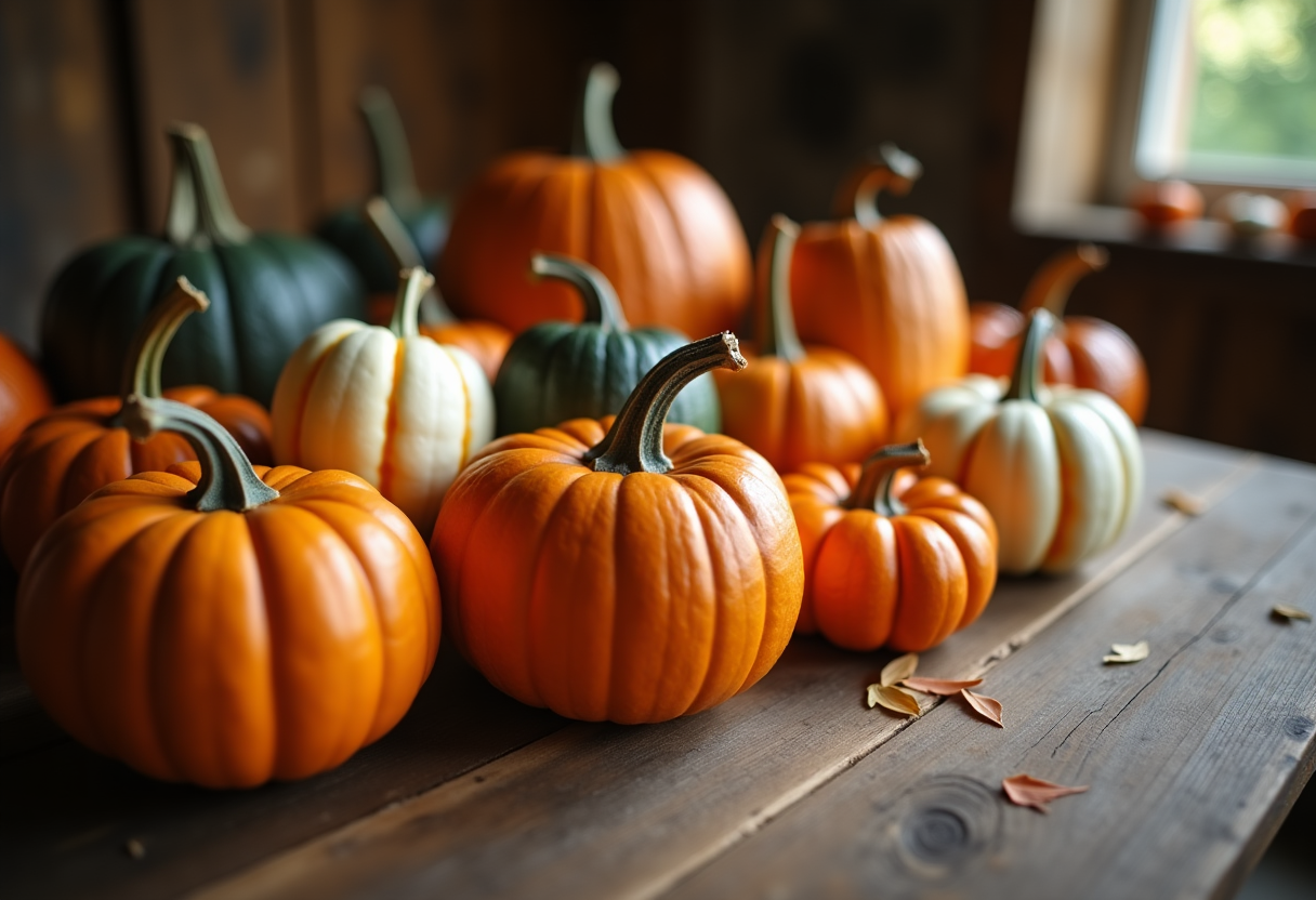 Zucca fresca e colorata, simbolo dell'autunno