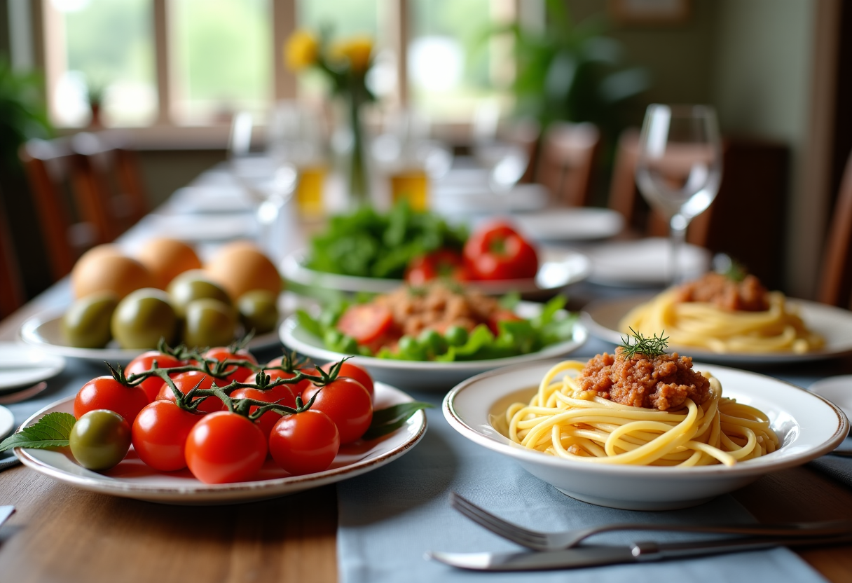 Piatto tipico della dieta mediterranea con ingredienti freschi