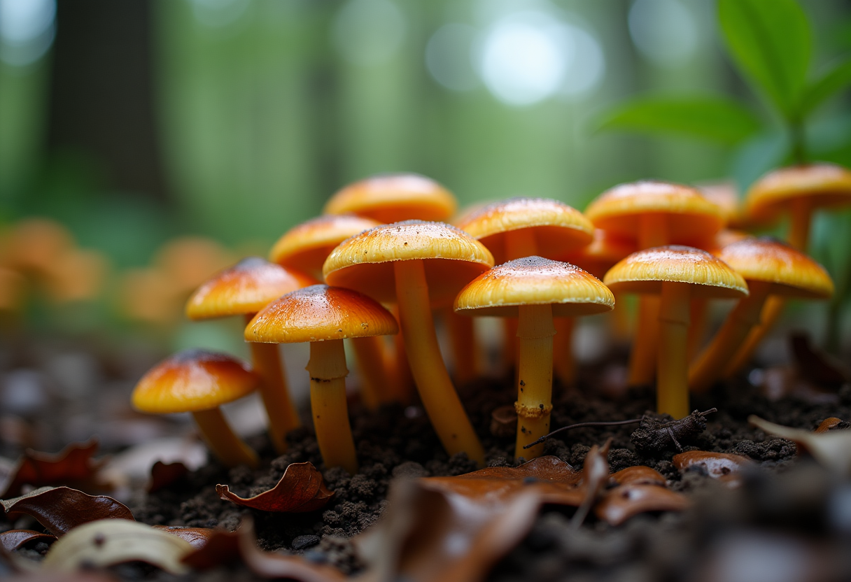 Funghi freschi su un tagliere di legno