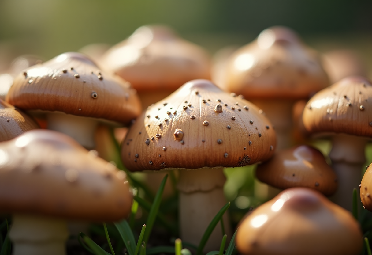 Varietà di funghi freschi su un tavolo di legno