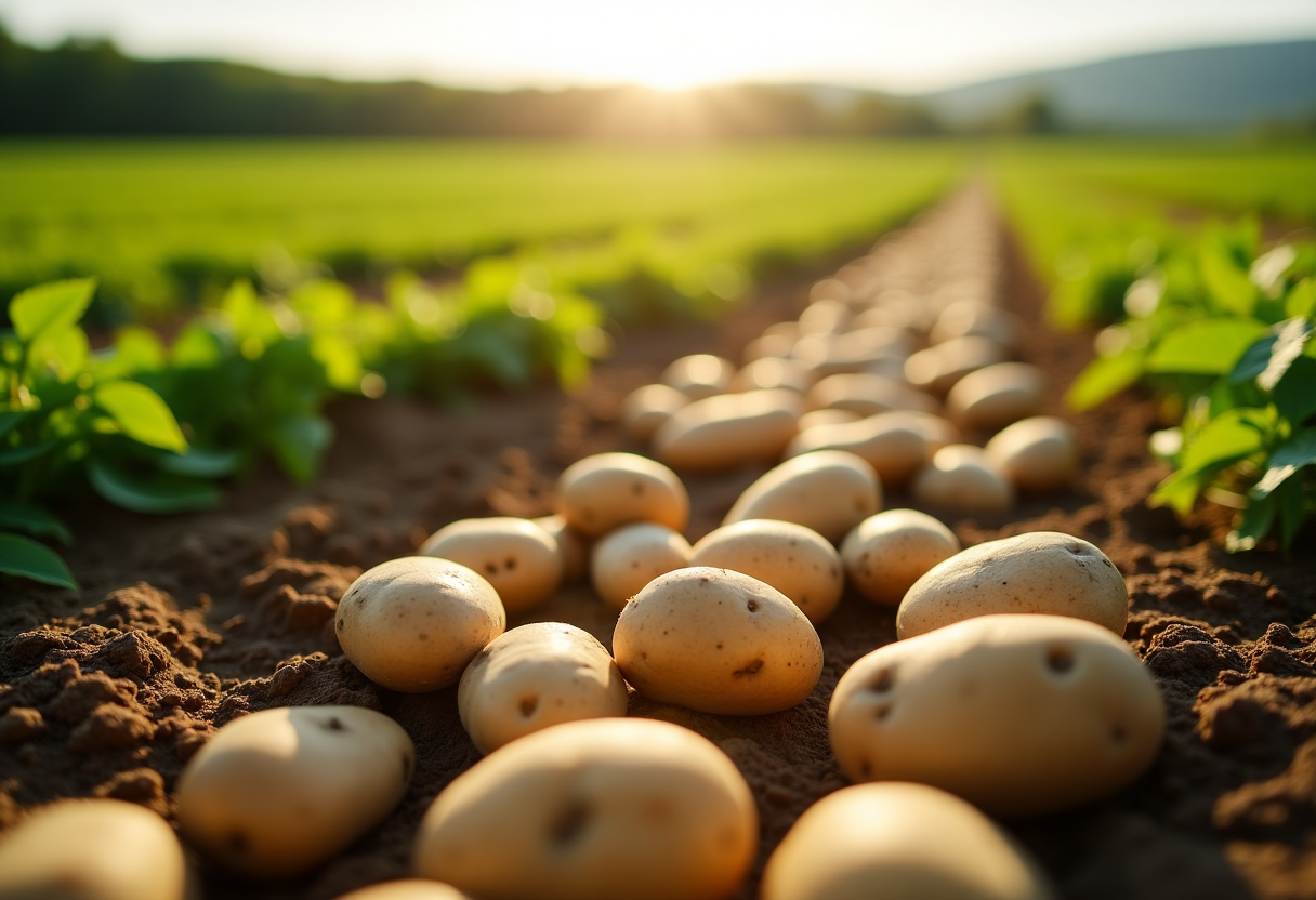 Immagine di patate tossiche con segni di avvelenamento