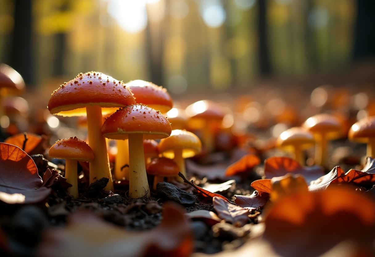 Funghi autunnali raccolti in un bosco