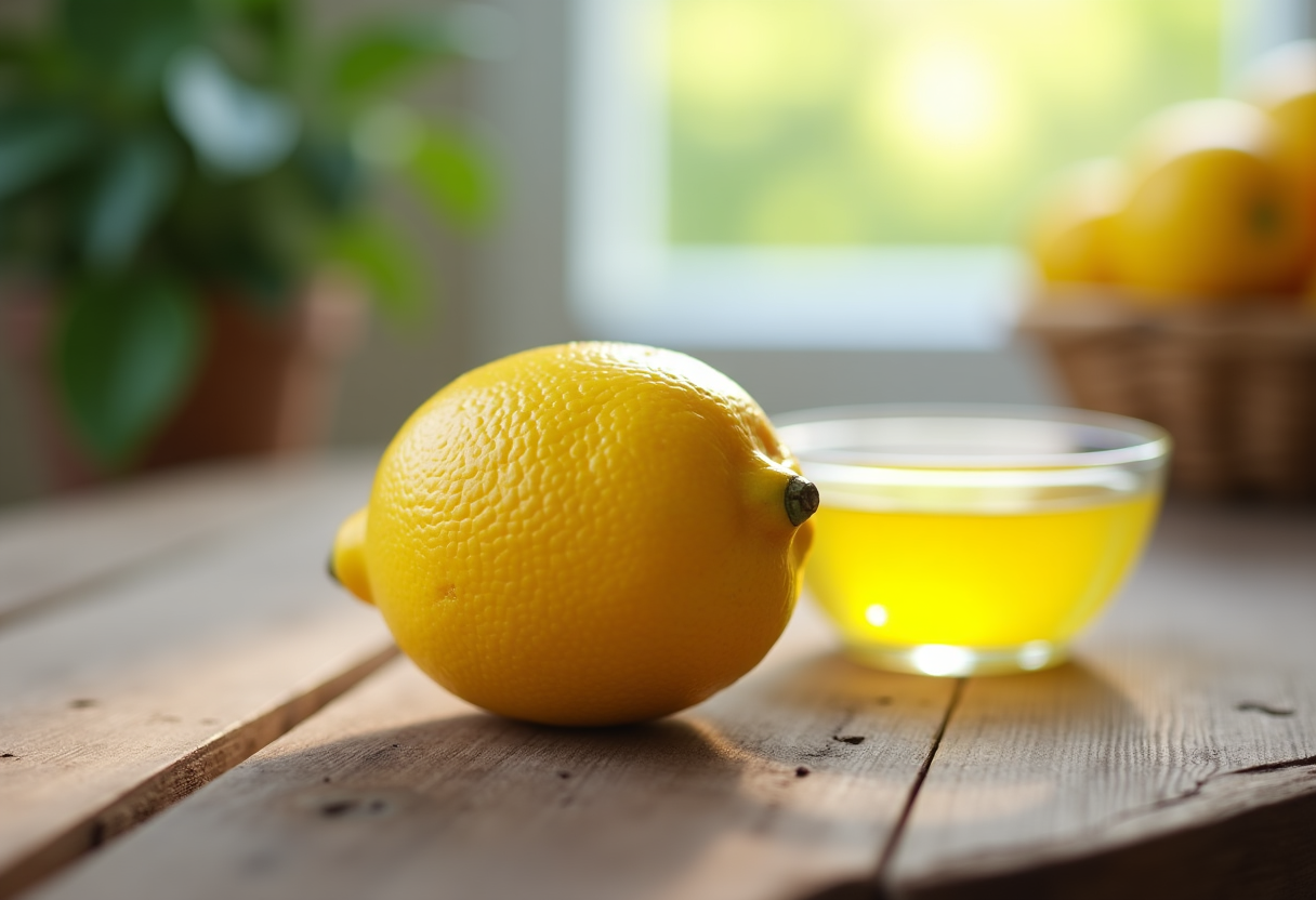 Succo di limone fresco in un bicchiere per acne